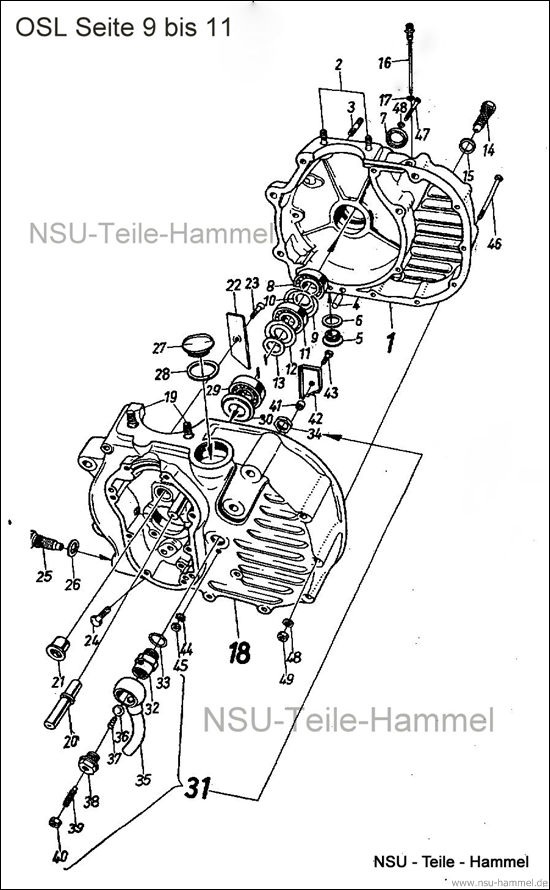 OSL-251 Original NSU Ersatzteileliste Seite 9-11